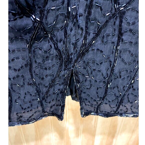 VTG party dress embeaged beaded sequins holidays festive green fairy women M - Picture 5 of 7